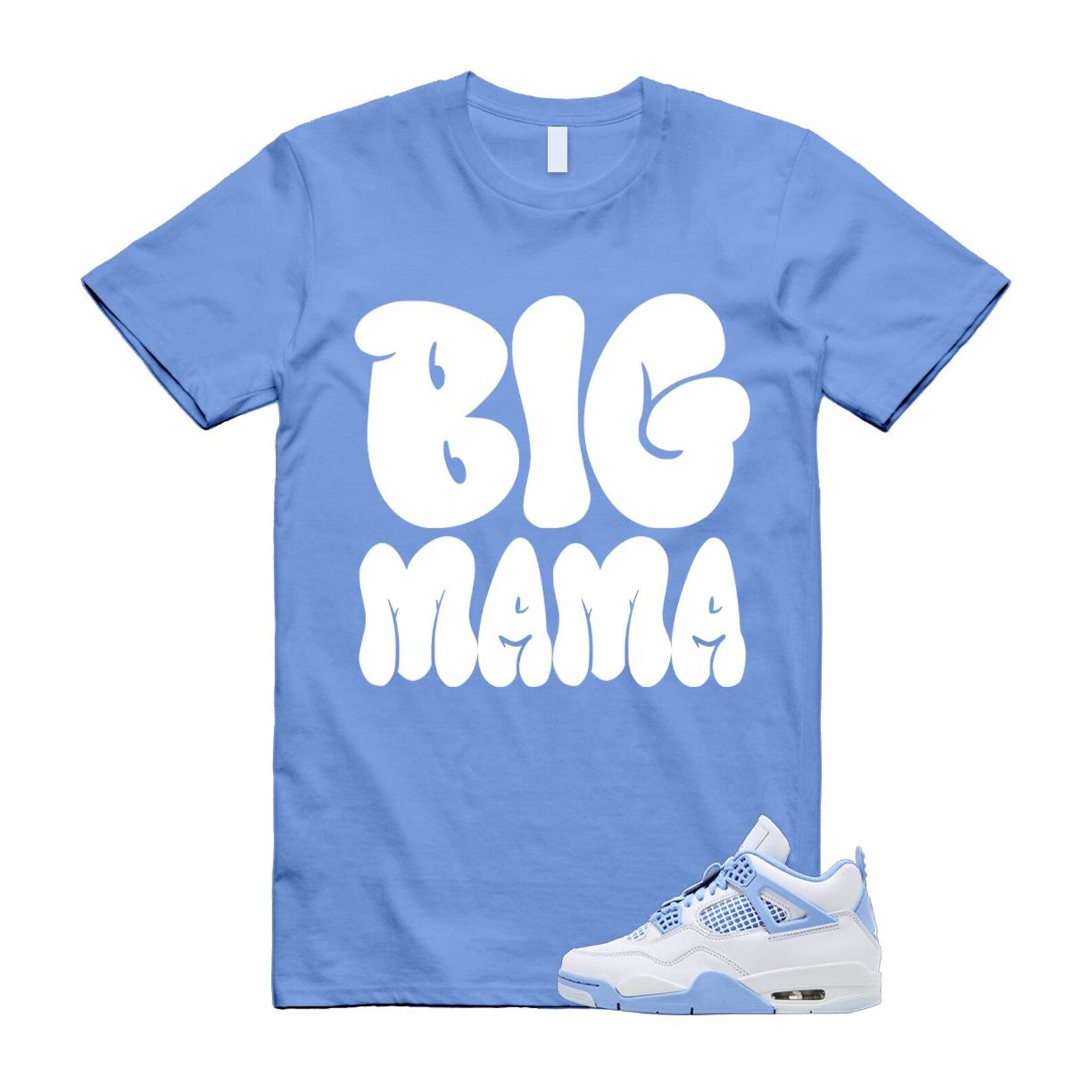 4 Forget Me Not White Aluminum Blue Tint Carolina T Shirt Match MAMA HV0823-100 T-Shirt, Sneaker Match Tee