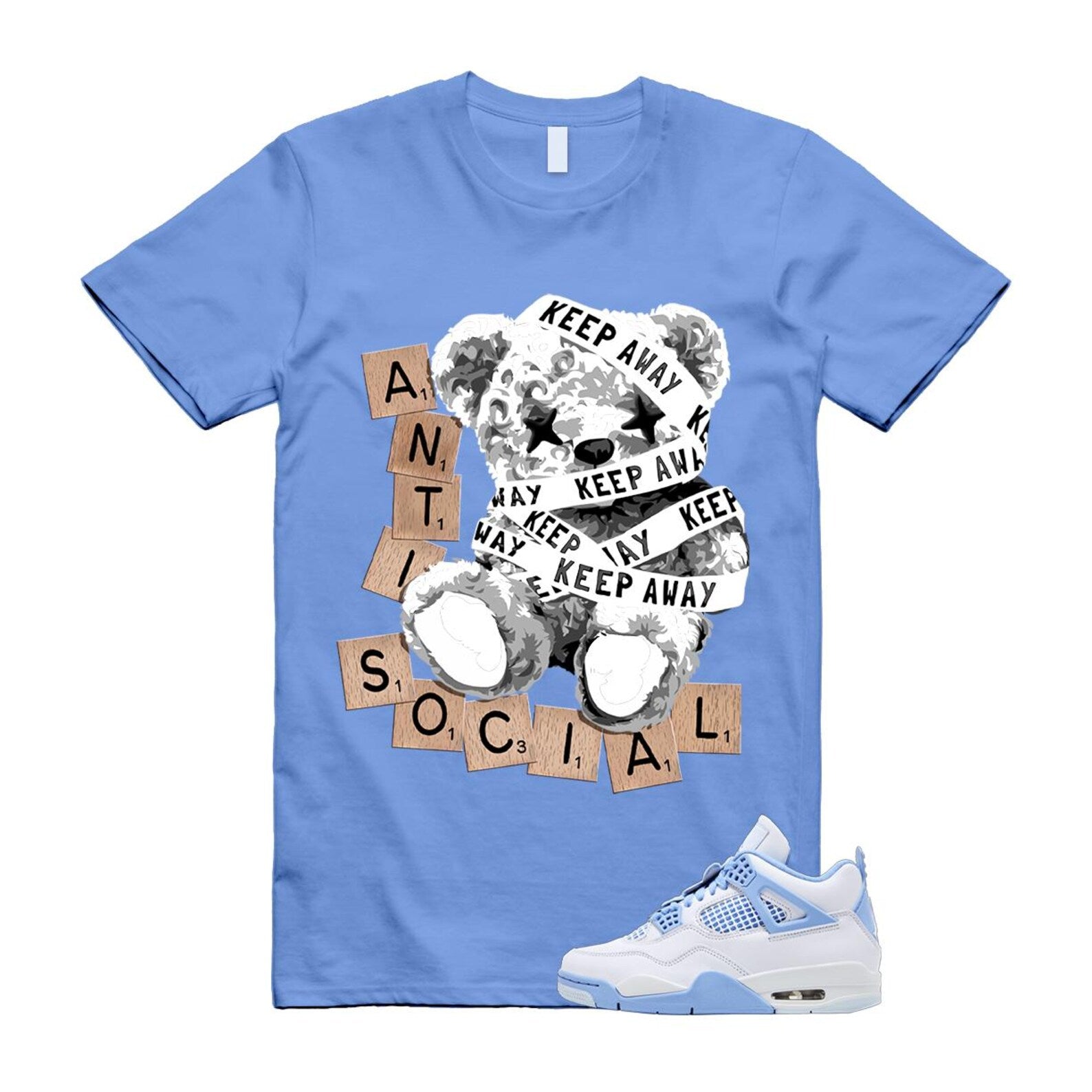 4 Forget Me Not White Aluminum Blue Tint Carolina T Shirt Match ANTI HV0823-100 T-Shirt, Sneaker Match Tee