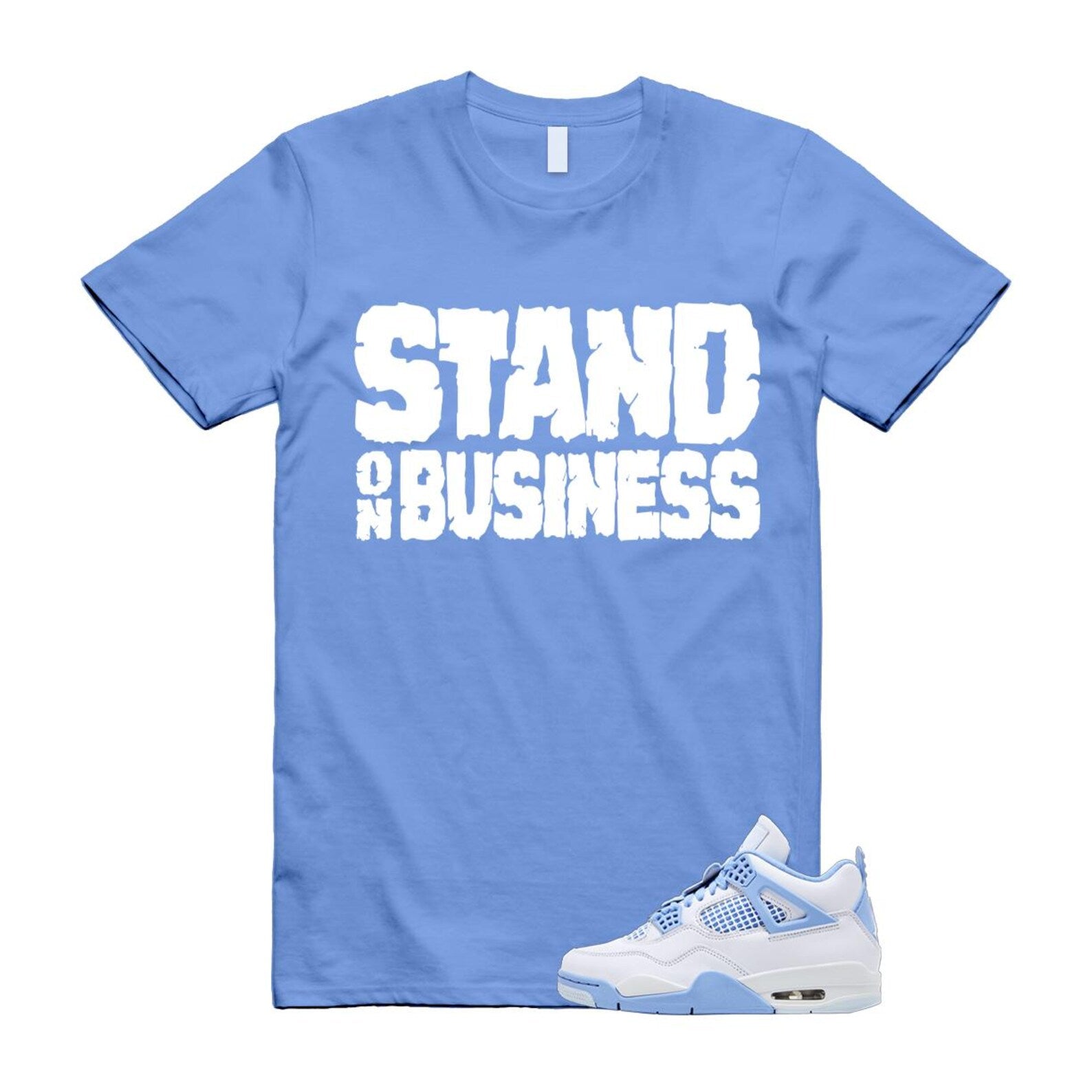 4 Forget Me Not White Aluminum Blue Tint Carolina T Shirt Match SOB HV0823-100 T-Shirt, Sneaker Match Tee
