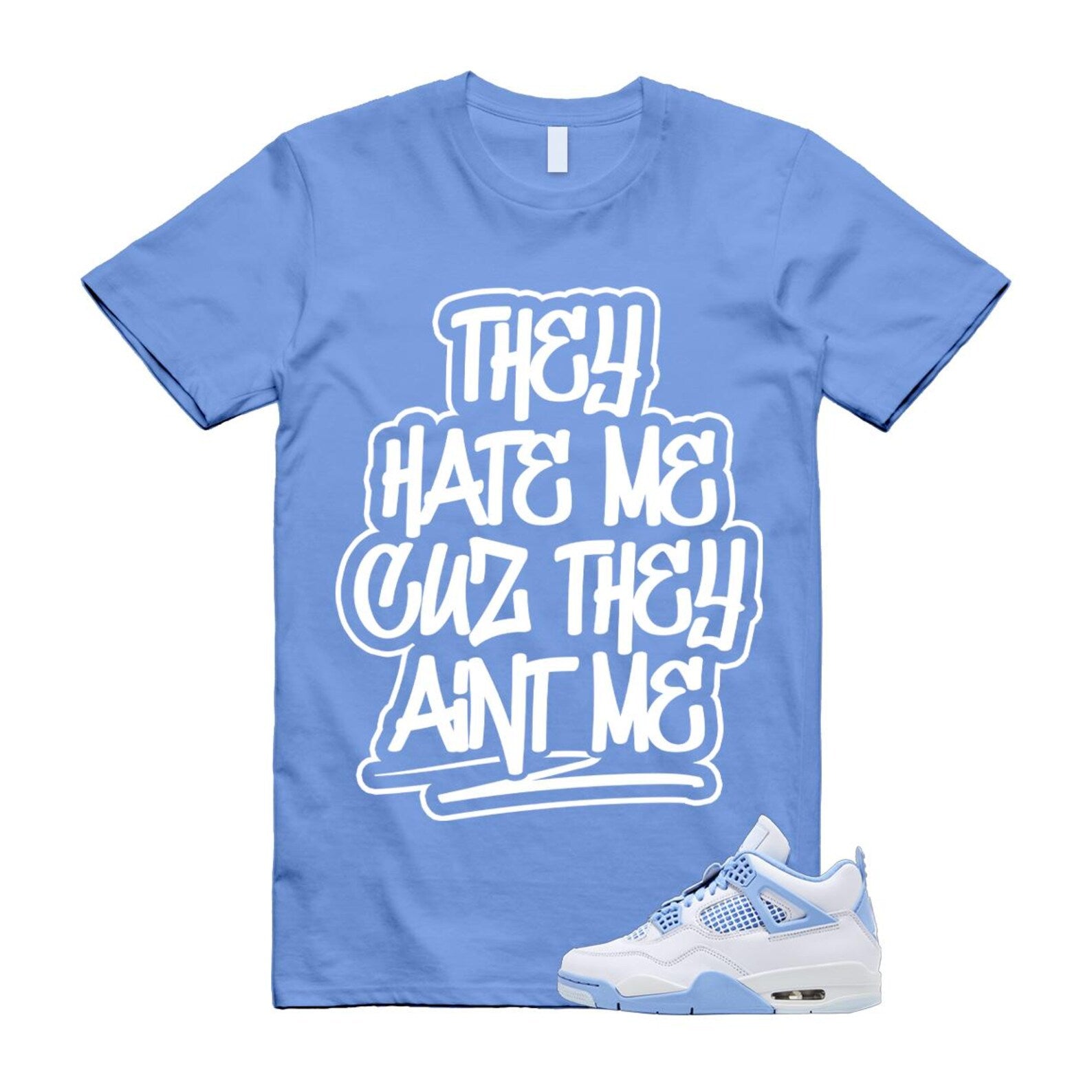 4 Forget Me Not White Aluminum Blue Tint Carolina T Shirt Match AINT HV0823-100 T-Shirt, Sneaker Match Tee