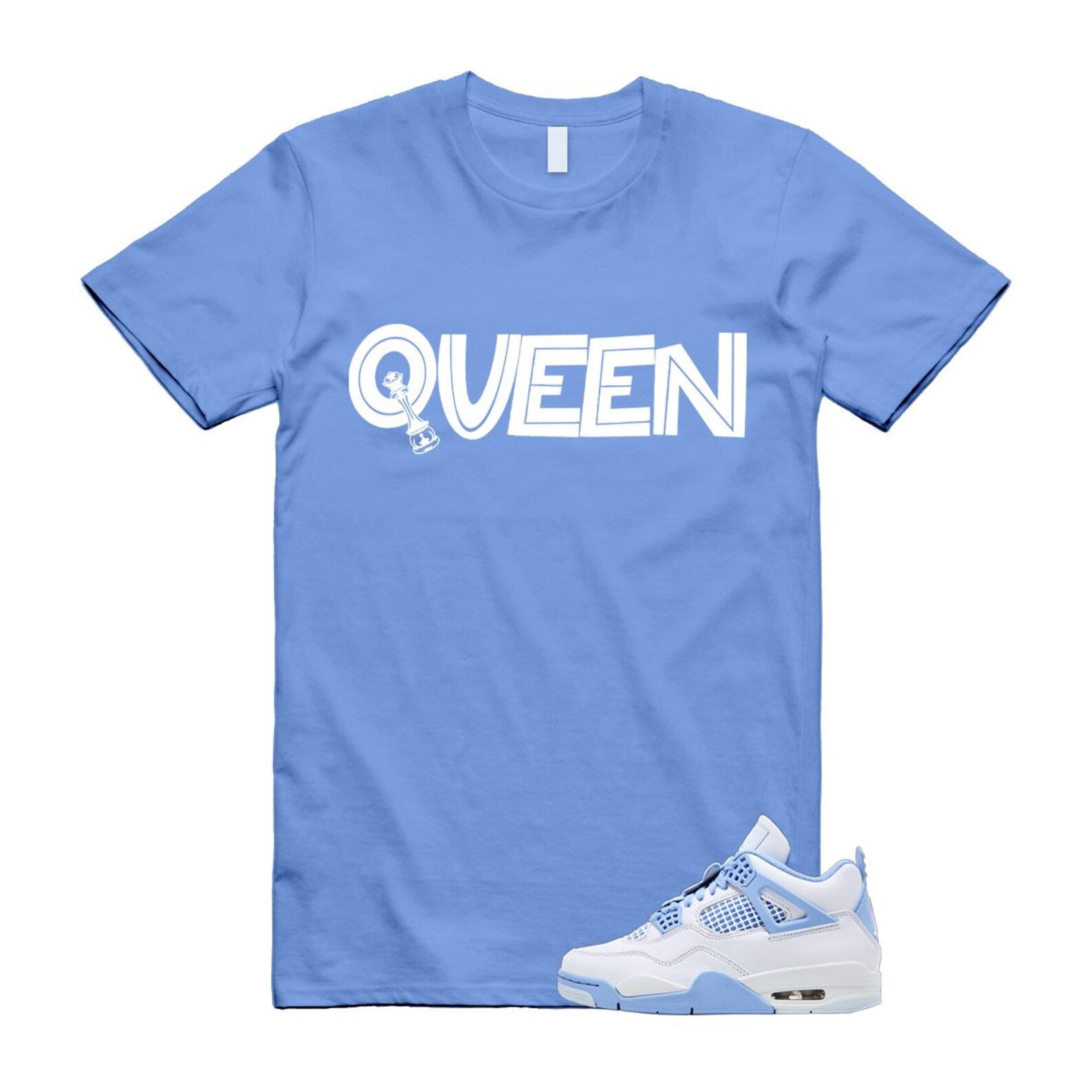 4 Forget Me Not White Aluminum Blue Tint Carolina T Shirt Match QUEEN HV0823-100 T-Shirt, Sneaker Match Tee