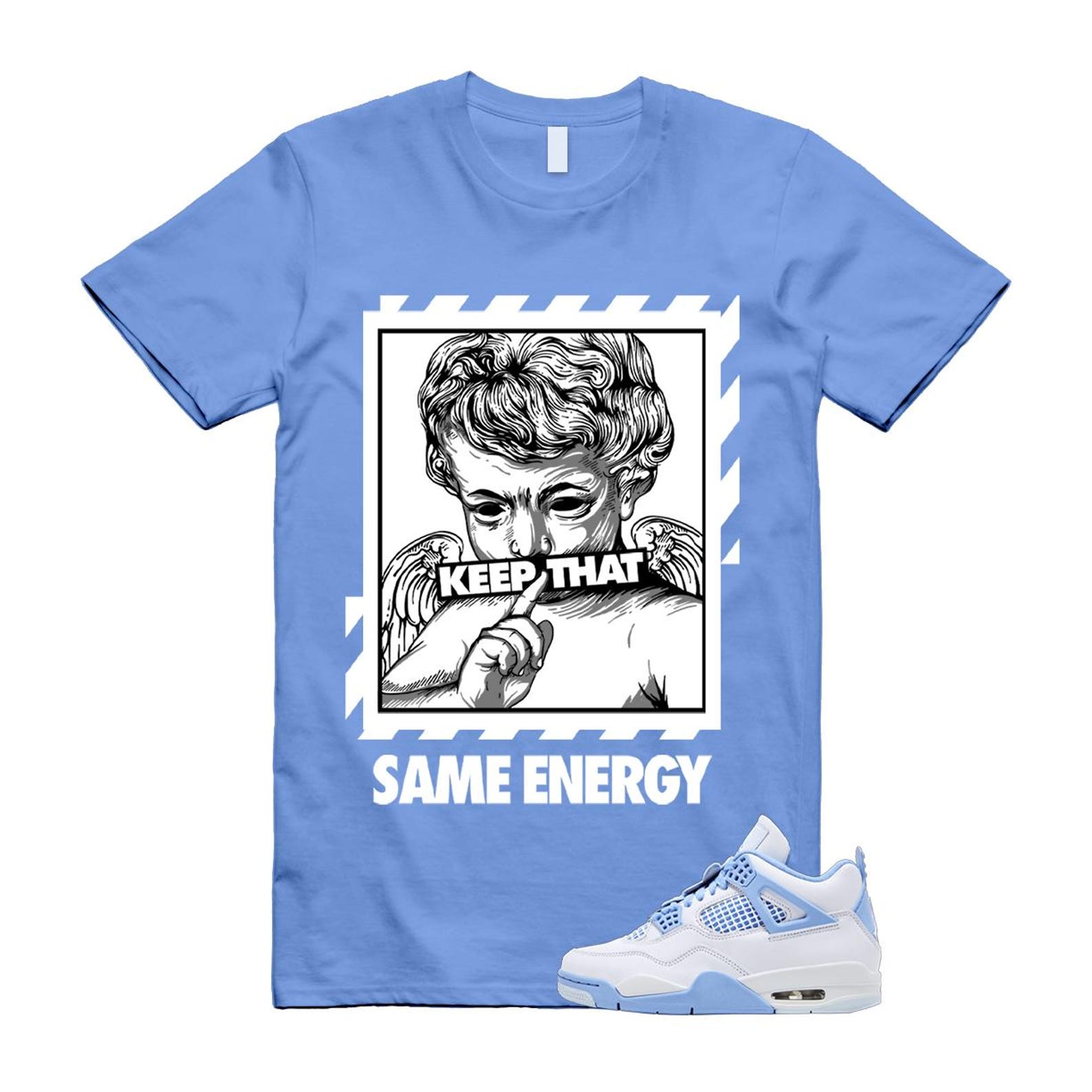 4 Forget Me Not White Aluminum Blue Tint Carolina T Shirt Match ENERGY HV0823-100 T-Shirt, Sneaker Match Tee