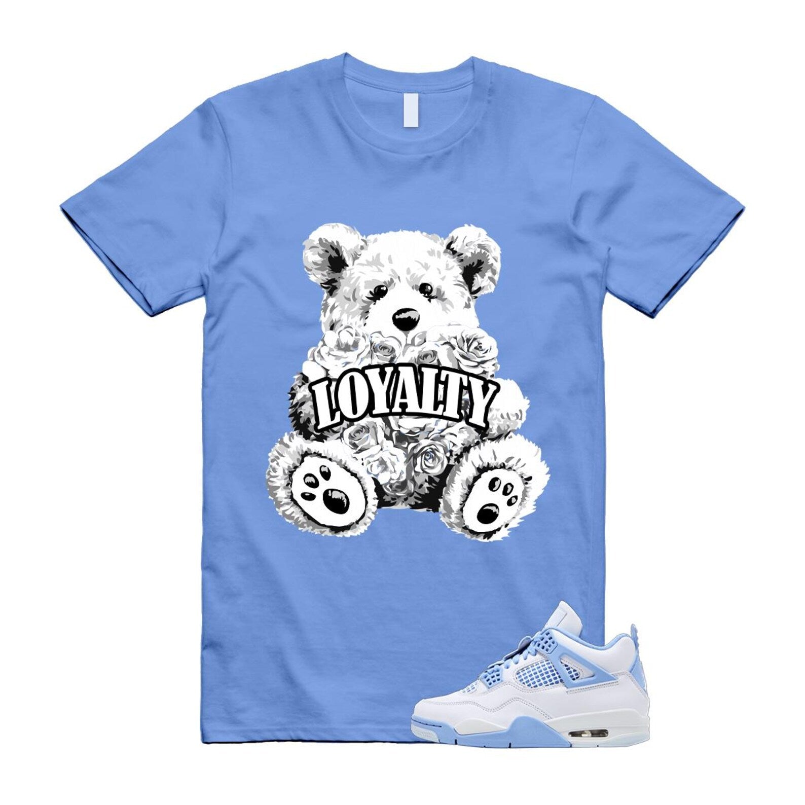 4 Forget Me Not White Aluminum Blue Tint Carolina T Shirt Match LYLTY HV0823-100 T-Shirt, Sneaker Match Tee