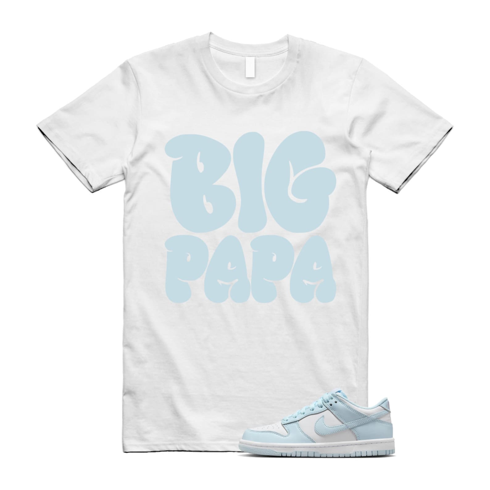 Dunk White Glacier Blue Low GS T Shirt Match PAPA T-Shirt, Sneaker Match Tee