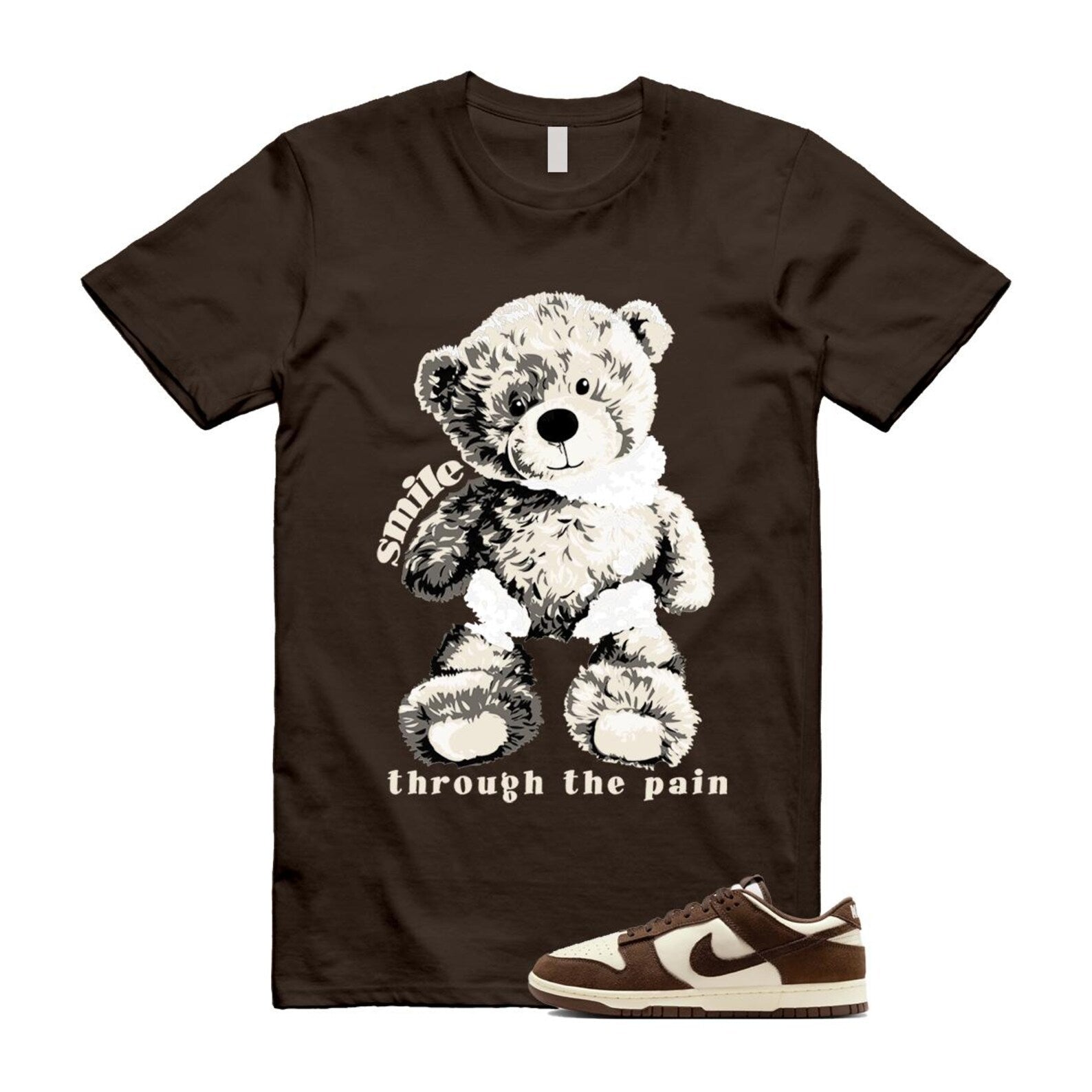 Dunk Baroque Brown Pale Ivory T Shirt Match SMILE FQ8249-104 T-Shirt, Sneaker Match Tee