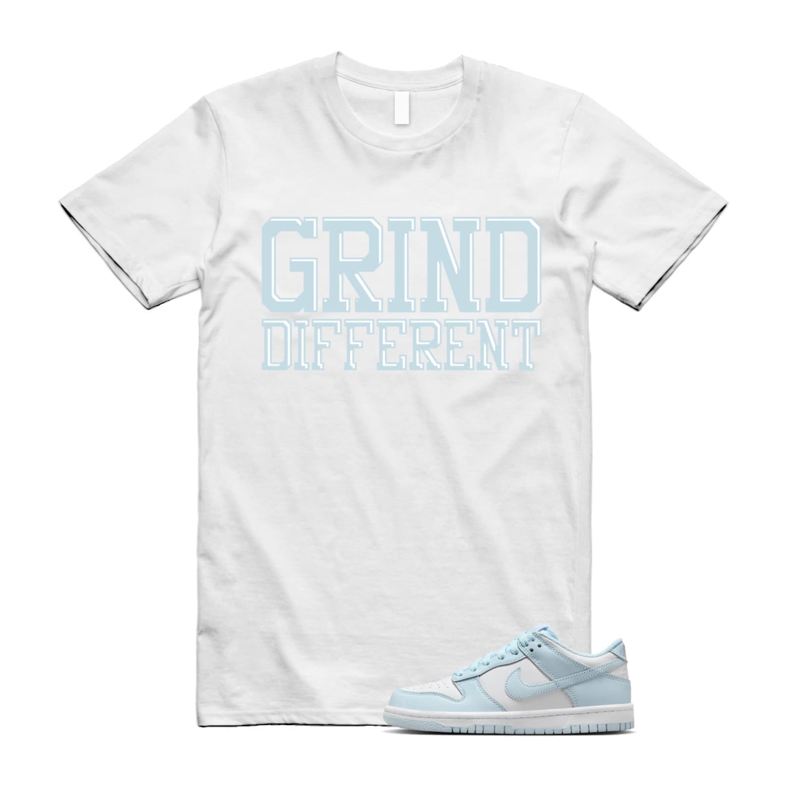 Dunk White Glacier Blue Low GS T Shirt Match GRD T-Shirt, Sneaker Match Tee