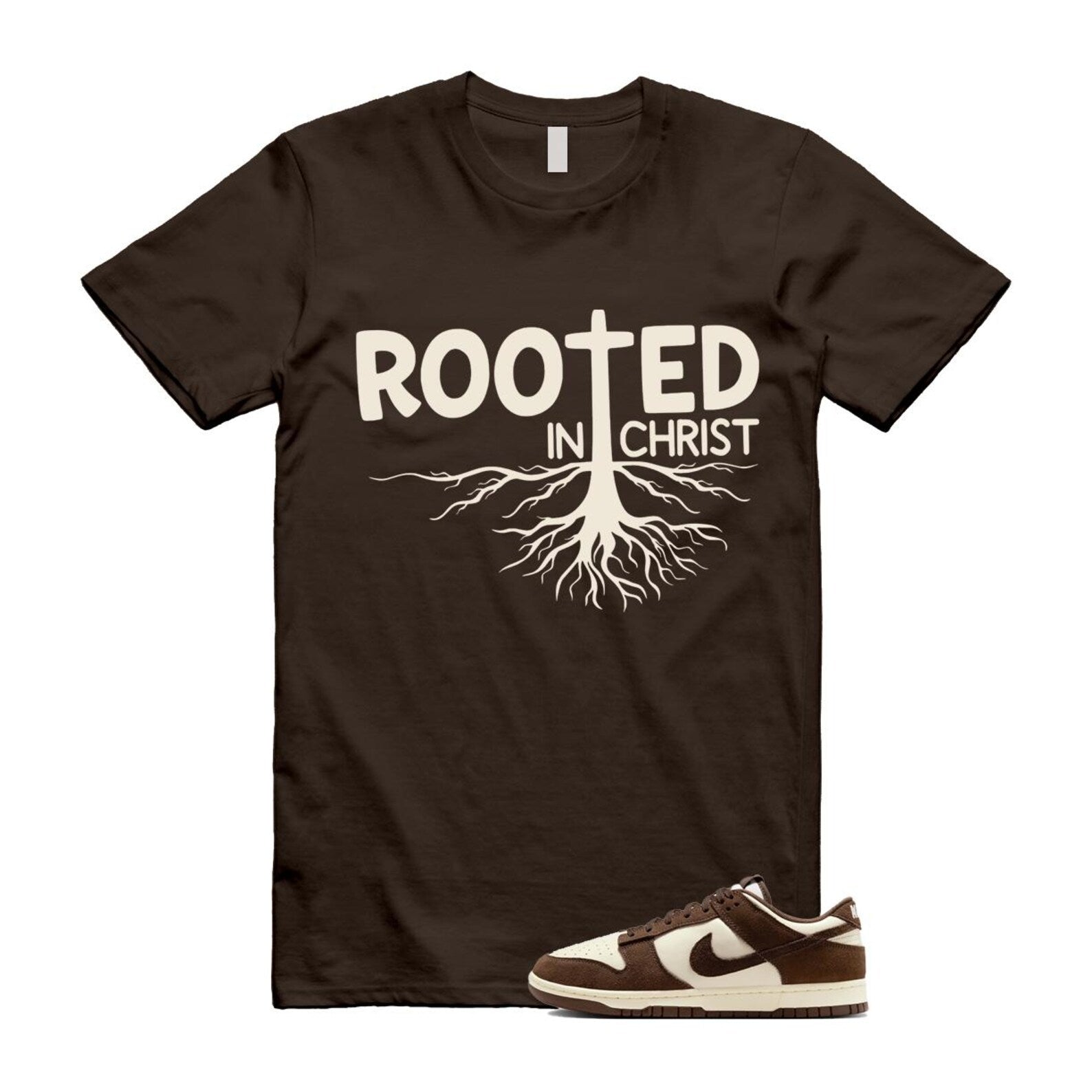 Dunk Baroque Brown Pale Ivory T Shirt Match ROOTED FQ8249-104 T-Shirt, Sneaker Match Tee