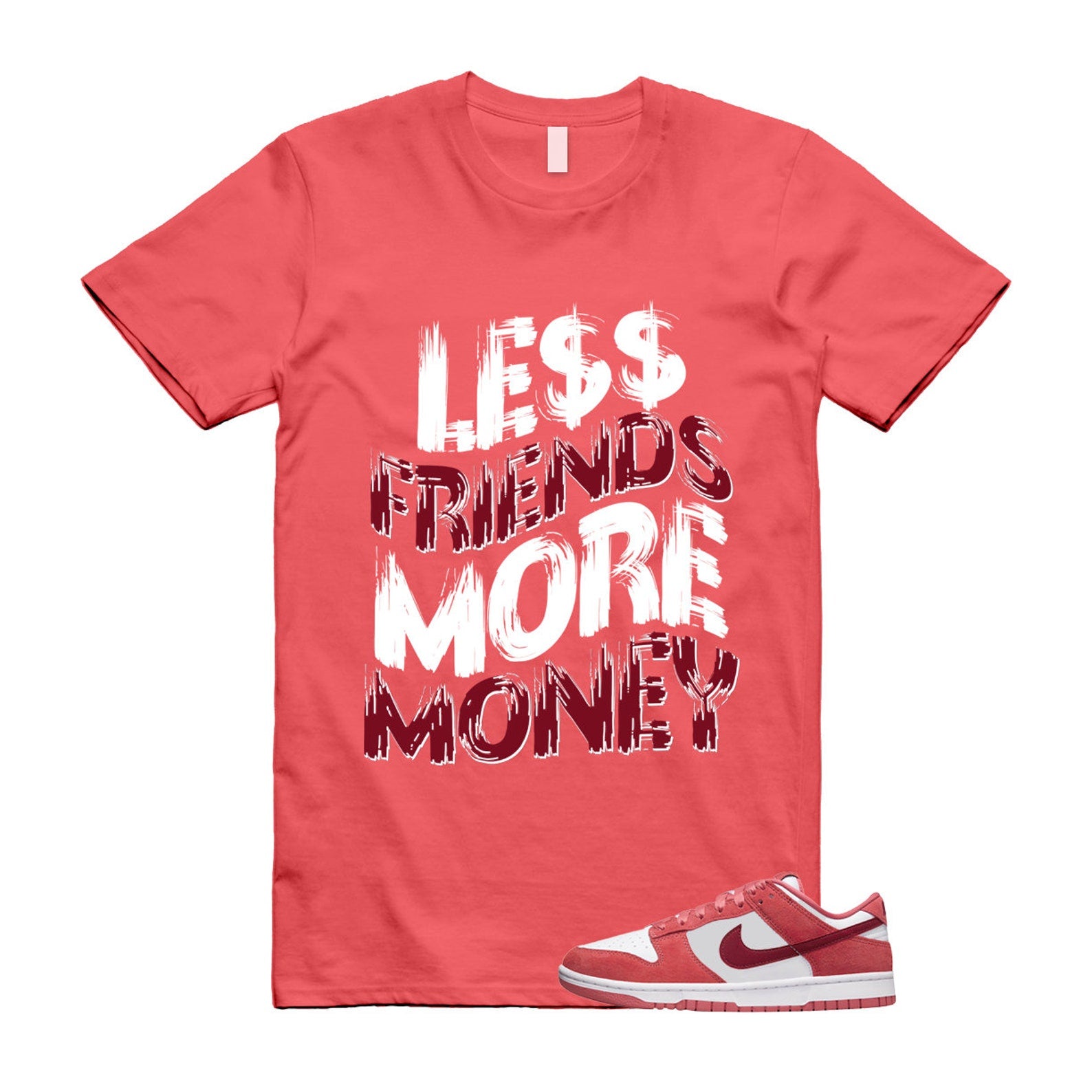 Dunk Valentine's Day Low Team Red Adobe Dragon White T Shirt Match LF T-Shirt, Sneaker Match Tee