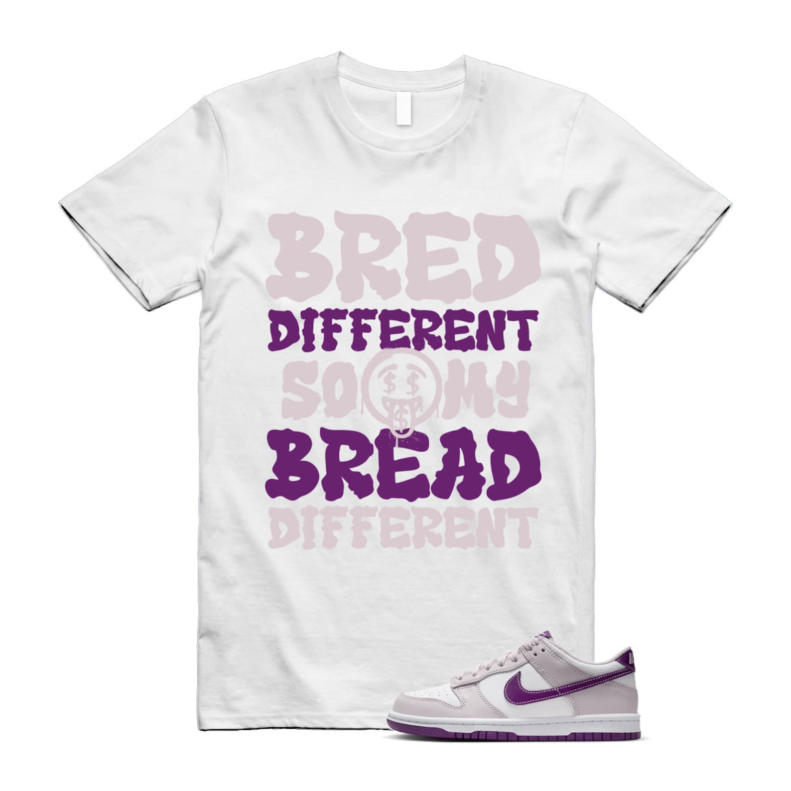 Dunk Platinum Violet Viotech White Low T Shirt Match BDBD T-Shirt, Sneaker Match Tee