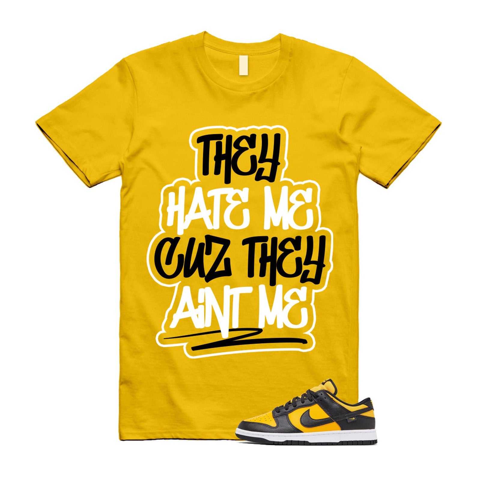 Dunk Reverse Goldenrod University Gold Black White Low T Shirt Match AINT ME T-Shirt, Sneaker Match Tee