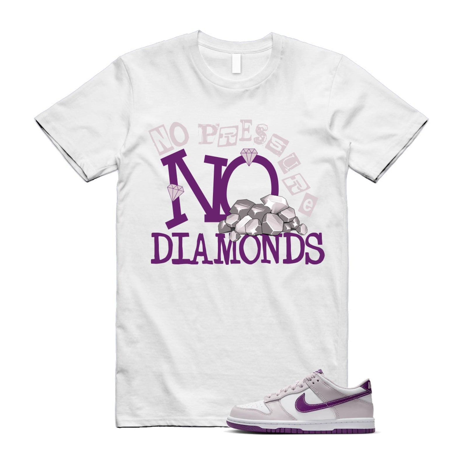 Dunk Platinum Violet Viotech White Low T Shirt Match DIAMOND T-Shirt, Sneaker Match Tee