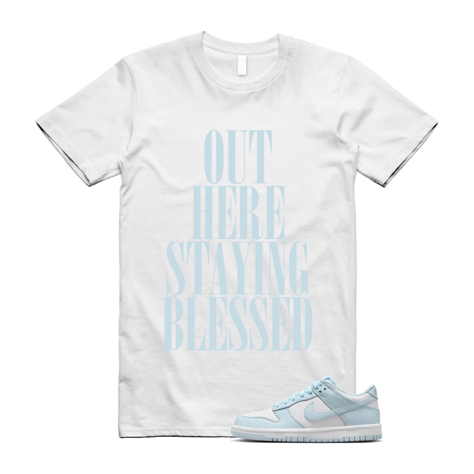 Dunk White Glacier Blue Low GS T Shirt Match STAYBLS T-Shirt, Sneaker Match Tee