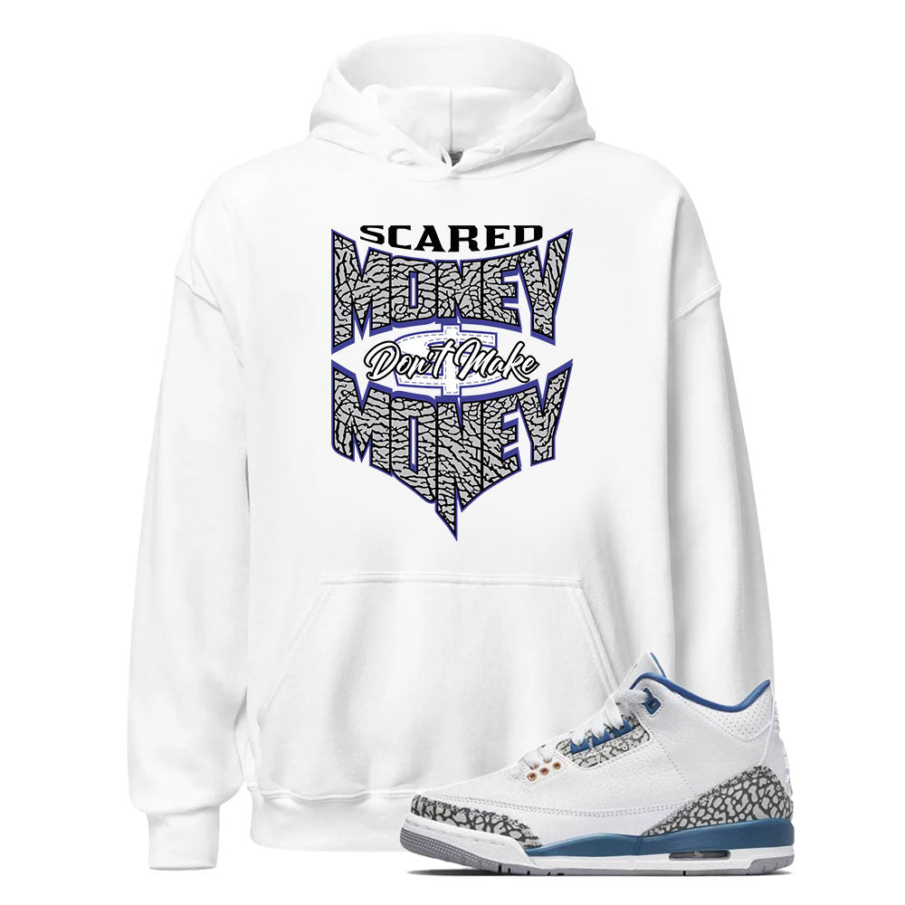 Air Jordan 3 Retro True Blue Hoodie to Match Scared Money Don’t Make Money DM0967-148 Match Sneaker Tee