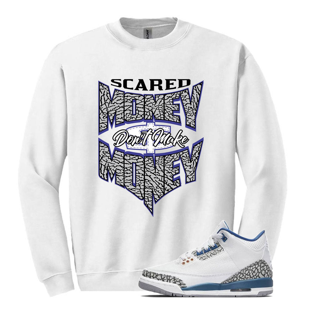 Air Jordan 3 Retro True Blue Sweatshirt to Match Scared Money Don’t Make Money DM0967-148 Match Sneaker Tee